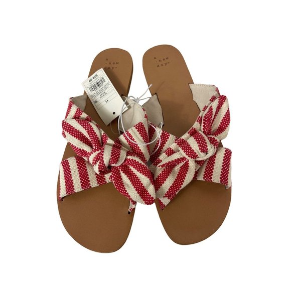 a new day Shoes - A New Day Womens Livia Stripe Knotted Bow Slide Sandals Size 11 Stripes